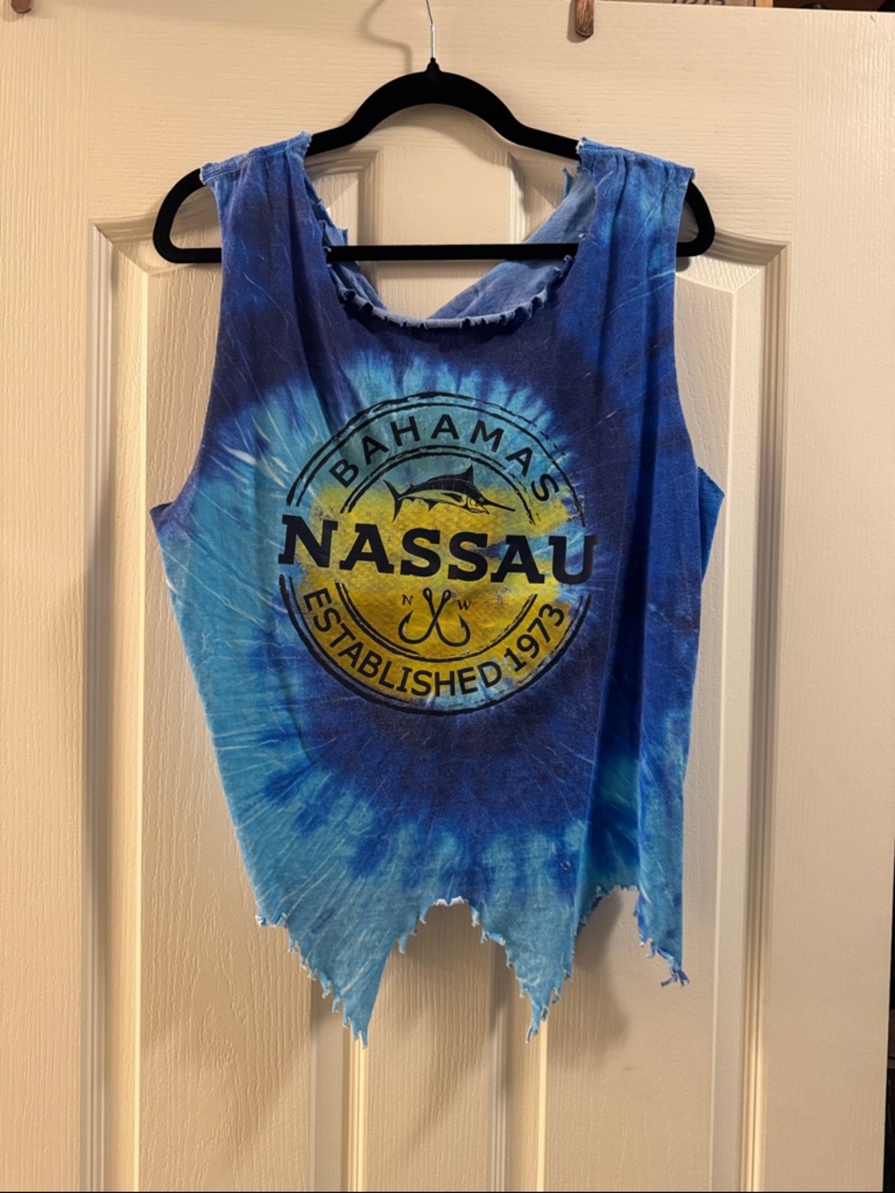Nassau Bahamas Blue Tie-Dye Sleeveless Top